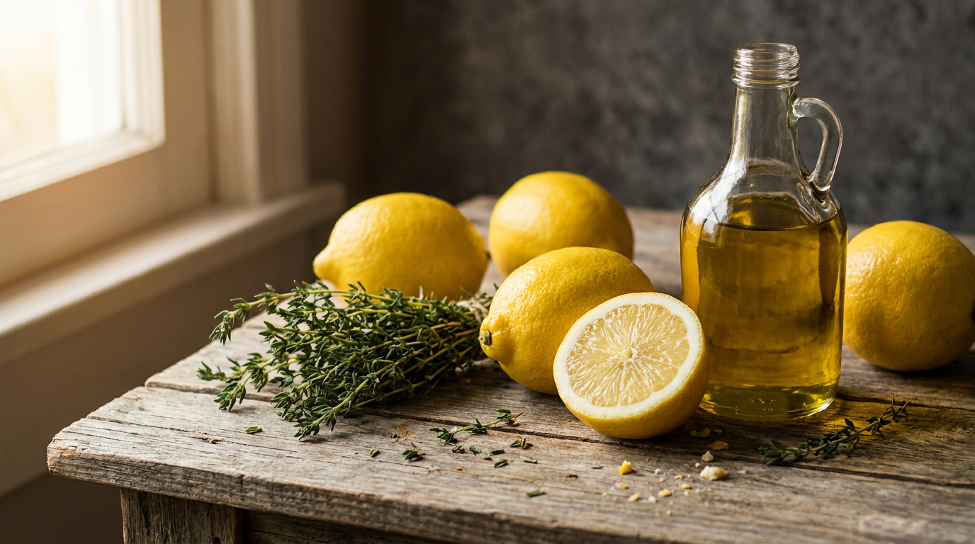 Roast chicken with lemons and thyme