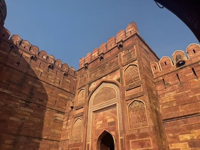 Red sandstone arches of Agra Fort